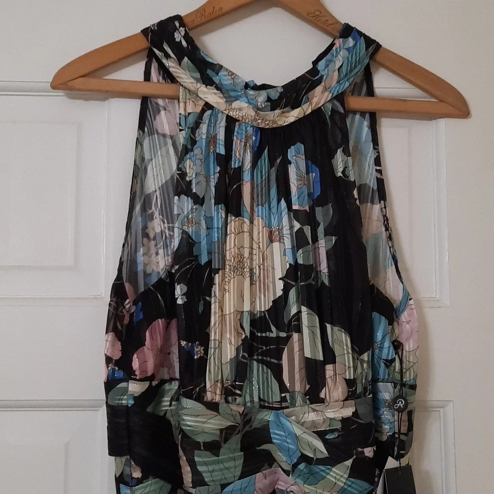 Adrianna Papell Floral Maxi Dress - Black and Blue - Picture 2 of 16